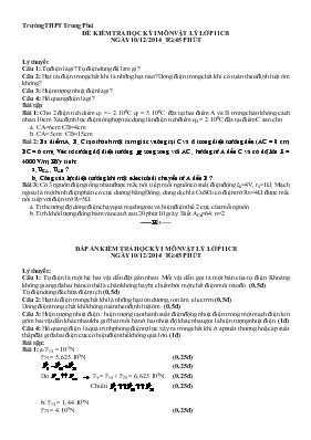Đề kiểm tra học kỳ I môn vật lý lớp 11 - Trường THPT Trung Phú